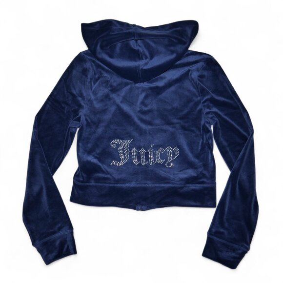 JUICY COUTURE 2 PC Velour Tracksuit Size L Rhinestone Bling Black Sweatsuit NWT - Picture 8 of 13